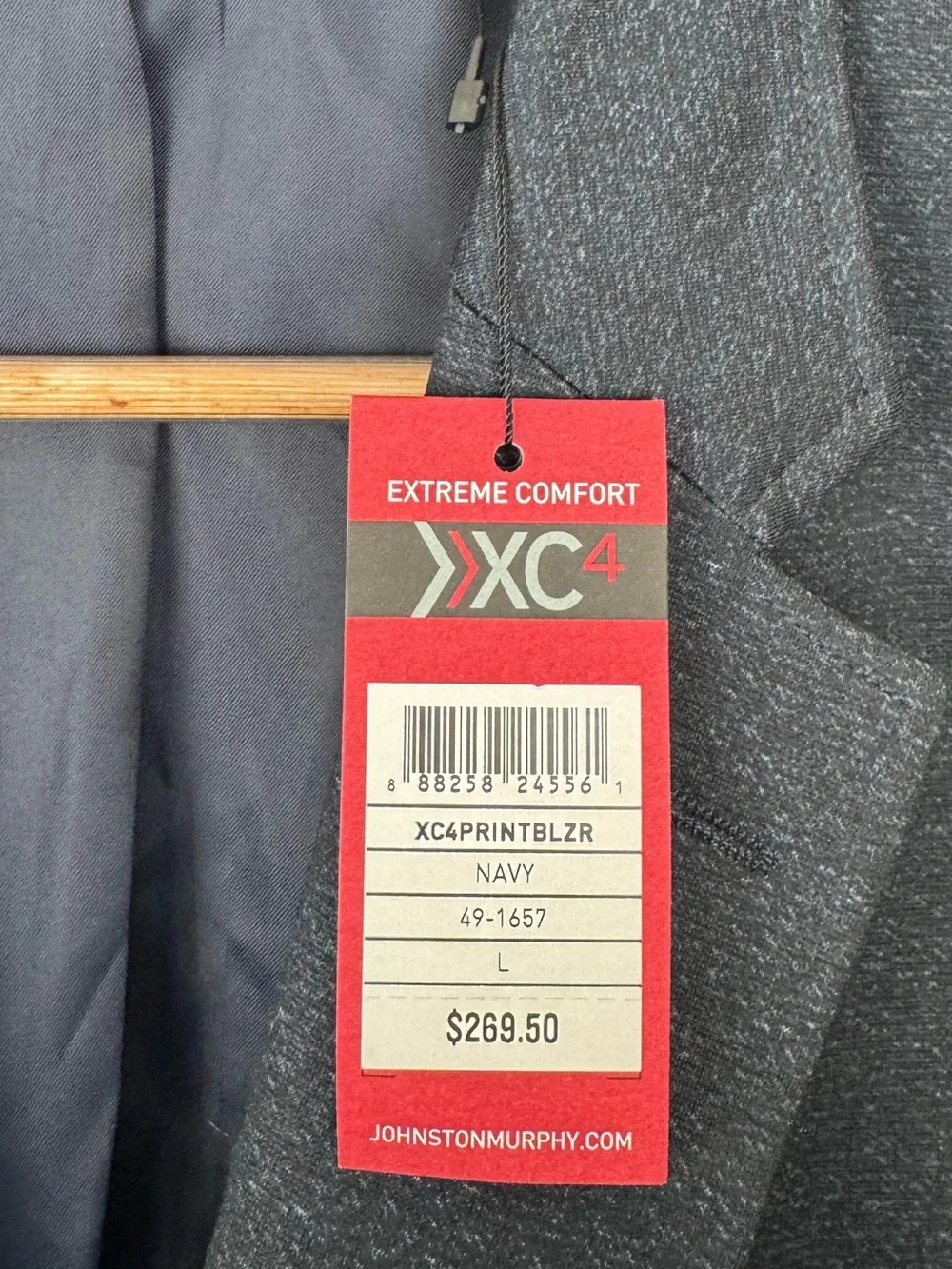 NWT Johnston & Murphy Men's XC4 Print Dark Navy Two-Button Blazer Size Large